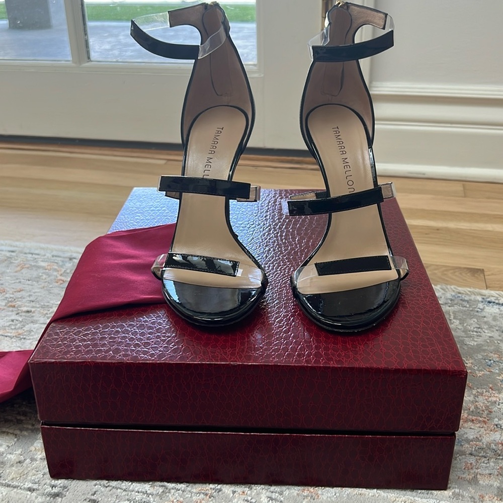 Tamara Mellon black patent frontline 105